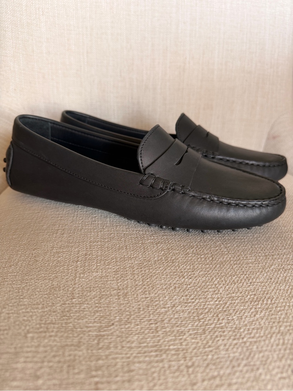 Women's Black Leather Penny Loafers